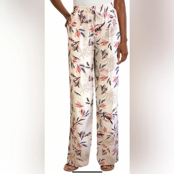 Briggs New York Pants - Briggs New York Womens Relaxed Fit Floral Linen Pull on Pant Size Small D163